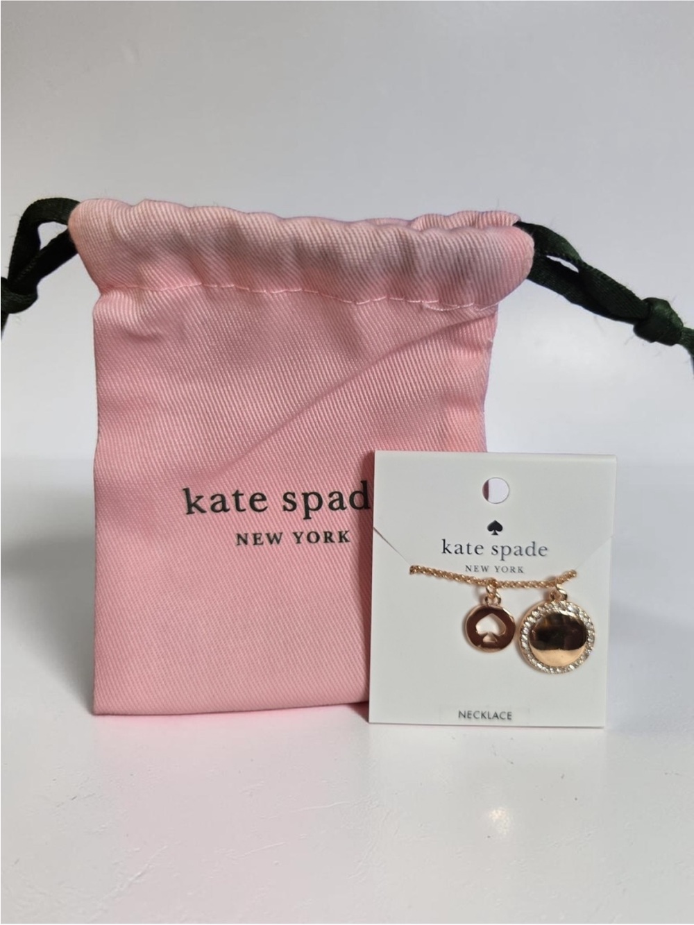 kate spade Spot the Spade Rose Gold Double Pendant Necklace with Dustbag